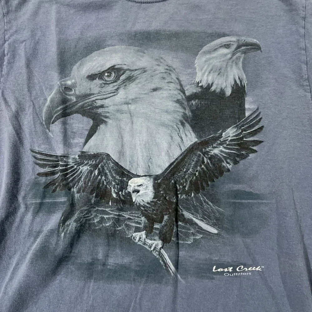 Vintage 90s Lost Creek Outfitters Blue Eagle T Shirt Medium - Picture 2 of 7
